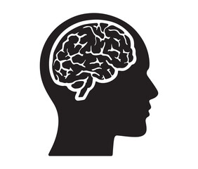 Human head silhouette with brain icon.