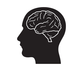 Human head silhouette with brain icon.
