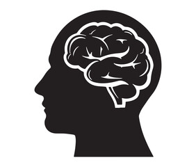 Human head silhouette with brain icon.