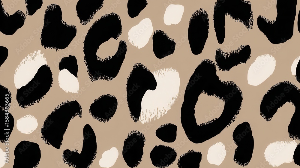 Poster a neutral color palette pattern features abstract shapes in a repeating animal print design.