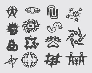 Vector graphic streetwear element collection set ornament poster tattoo style tribal illustration vector symbol  editable