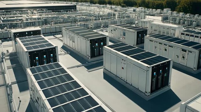 Rooftop server containers, grid-like design