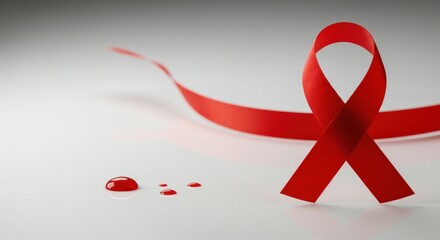 Aids awareness red ribbon symbolizing global solidarity for research efforts and support