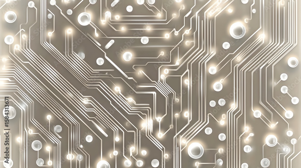 Poster detailed circuit board pattern with glowing components.