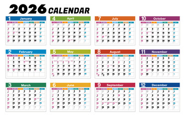 2026年カレンダー, 2026 calendar	