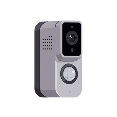Obraz premium Modern Video Doorbell Camera Silver Black Digital Security Device