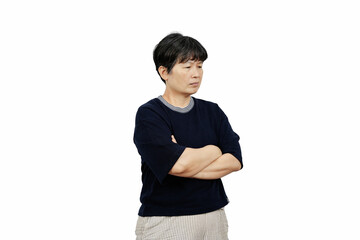 confidence middle aged woman in isolated white background