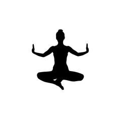Woman meditating in lotus position with arms extended in calm state  