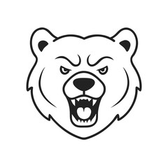Fierce bear head roaring with sharp teeth silhouette