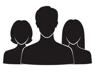 Silhouettes of three people representing diversity and teamwork  