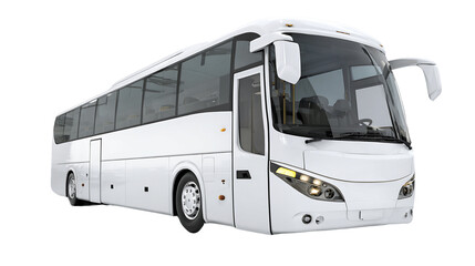 Pristine White Passenger Bus Isolated on Transparent Background Clean Sleek Modern Design And Aerodynamic Shape Ideal For Transportation Projects, PNG