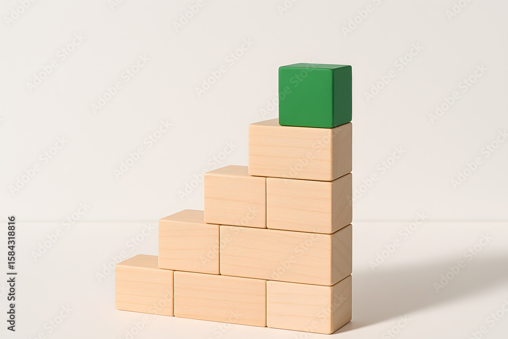 Poster blocks of success: a visual representation of growth and progress, featuring a stack of wooden block