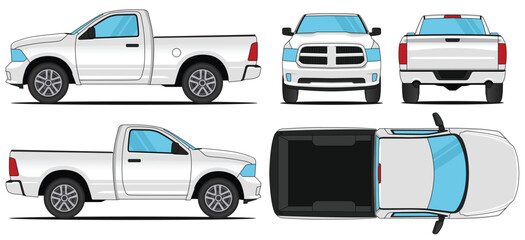Pickup Vector 1500 classic - Mockup car vector for branding on isolated white background © Deden Irfandi