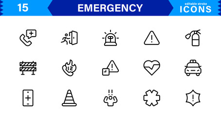 Emergency Icon Set – High-Quality Vector Symbols for Medical, Rescue, Safety, and Crisis Use in Minimal Style