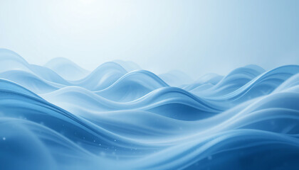 Obraz premium Abstract blue wave background with soft flowing curves, elegant light blue liquid motion texture for corporate branding, serene water ripples and smooth silk aesthetic for web design banners.