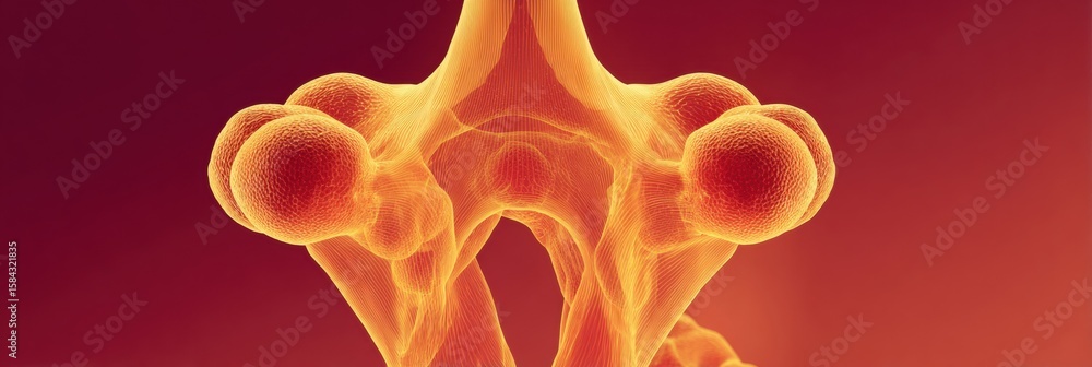 Poster conceptual 3d visualization of sinus inflammation showcasing intricate structures and warm color pal