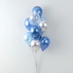 Bunch of assorted blue and white balloons