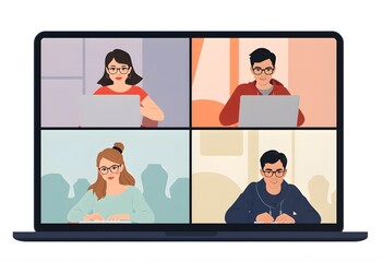 International Students Participating in a Virtual Group Study Session