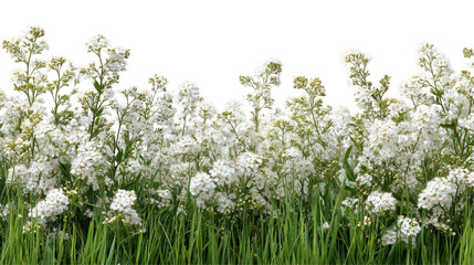 Fototapeta premium Lush Green Grass with Delicate Flowering Stems Under Clear Blue Sky