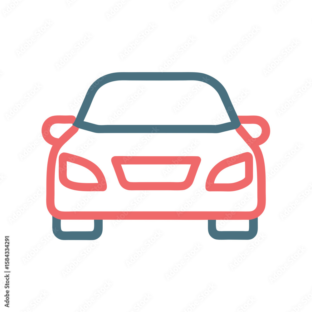 Aufkleber stylized front view of a modern car with clean lines and a minimalist design