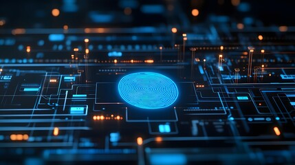 Digital fingerprint interface on a complex circuit board.