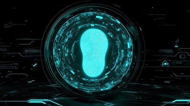 Futuristic fingerprint scan interface.