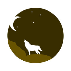 wolf roaring icon at night