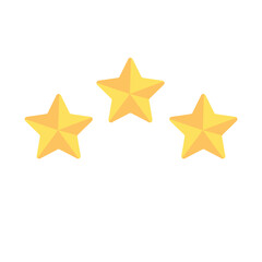  Three yellow stars, ideal for use in design projects celebrating achievement, awards, or recognition, with a vibrant and playful feel.