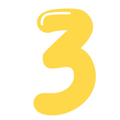  A playful yellow number 3 illustration, perfect for engaging young learners and adding a fun touch to educational materials.