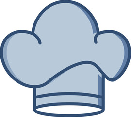 Chef hat vector icon with transparent background. Changeable blue color design.