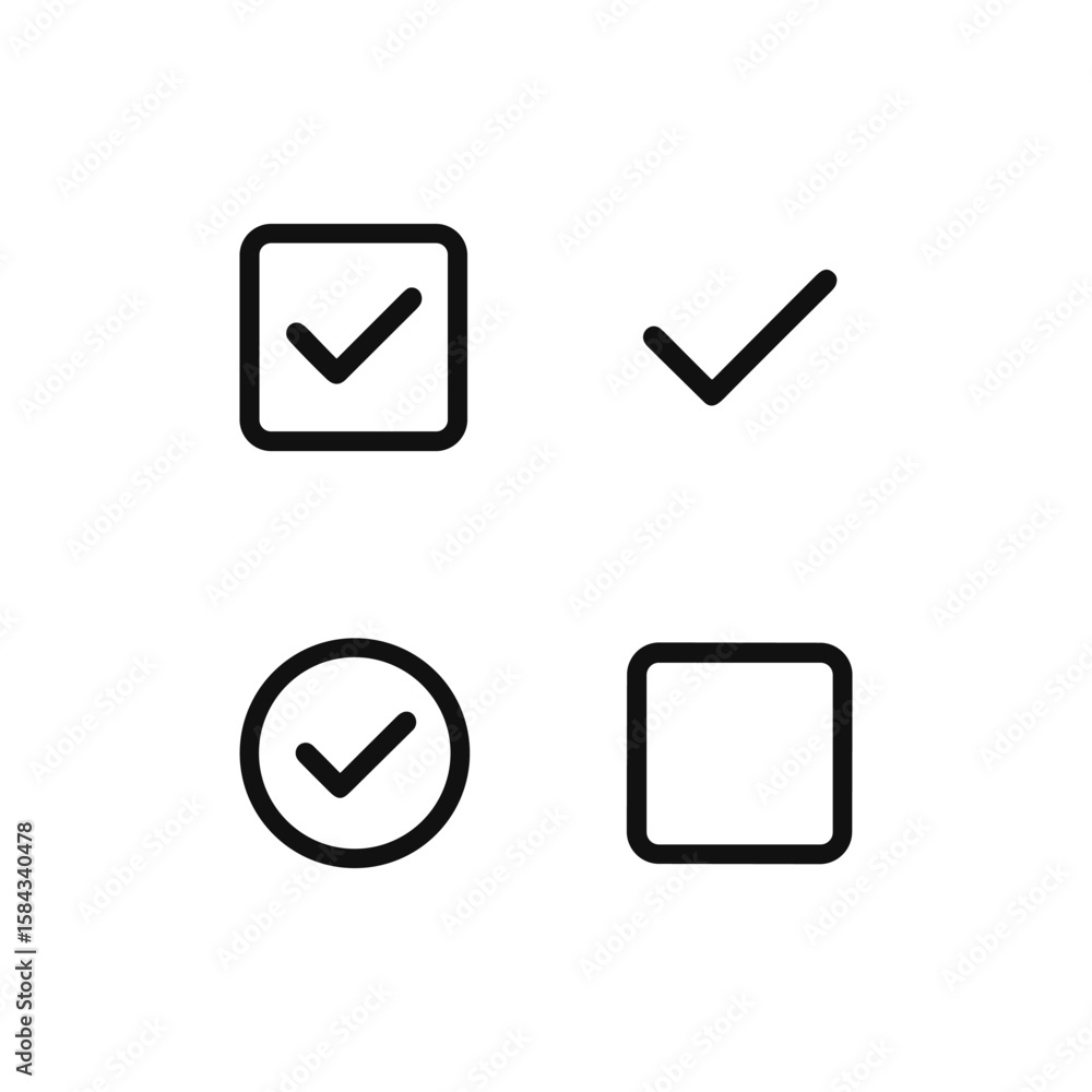 Poster vector checkmarks icons collection. outline symbols. line design