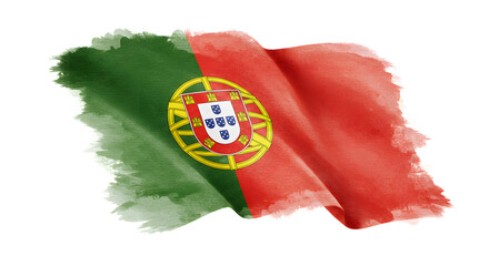 Pintura da bandeira de portugal com efeito aquarela