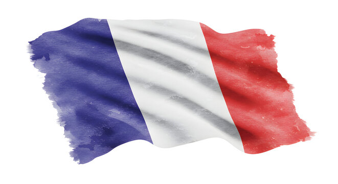 Ilustra&ccedil;&atilde;o da bandeira da fran&ccedil;a em estilo aquarela