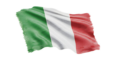 Bandeira da itália tremulando em fundo branco