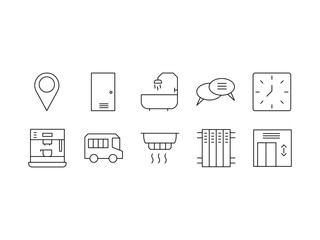 Hotel business outline icons set. Hotel icon set. editable stroke. vector illustration