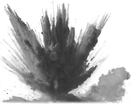 Explosi&oacute;n de polvo sobre fondo aislado transparente-Efecto de estallido negro en png
