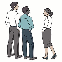 Fototapeta premium Diverse Group of Professionals Waiting in Line Business People Casual Rear View