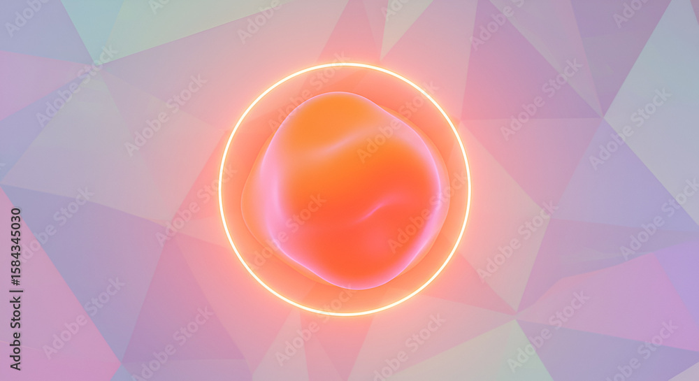 Poster abstract gradient background with geometric patterns and a luminous sphere