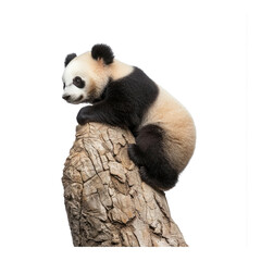 Obraz premium Panda climbing Moves up trees or rocks with its strong limbs. full length isolate on transparent background