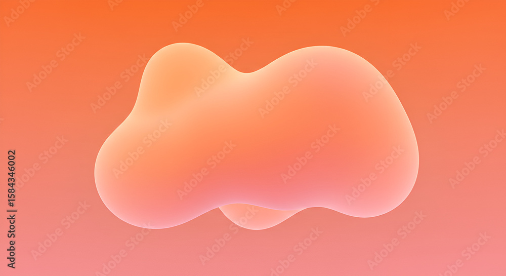 Poster abstract smooth coral color gradient background with 3d fluid shape minimal design