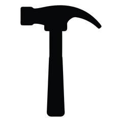 Solid Black Silhouette Featuring a Classic Claw Hammer with Wooden Handle Design