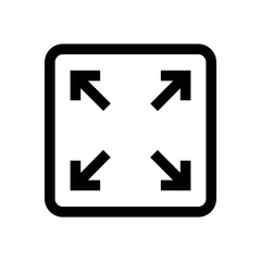 Outline icon of the full screen in black, on a clean white background. 
Minimalist and scalable design, suitable for accessibility-related graphics, branding, or educational materials.