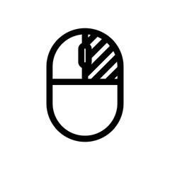Outline icon of the right-click-mouse in black, on a clean white background. 
Minimalist and scalable design, suitable for accessibility-related graphics, branding, or educational materials.