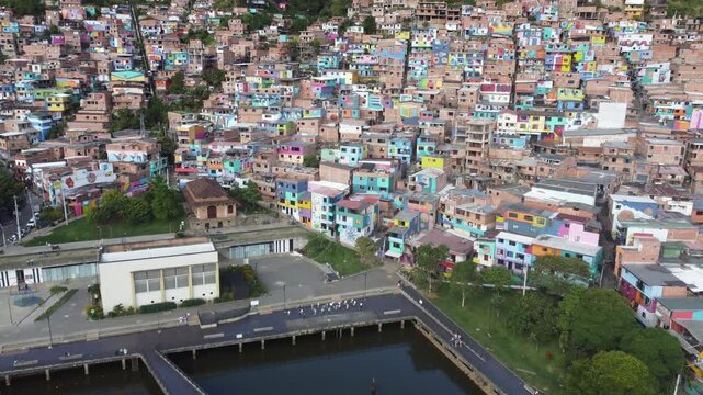 Medellin, Antioquia, Colombia. July 15, 2025. The largest artistic mural in Medellin, in the Manrique neighborhood.