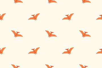 Cute cartoon red pteranodon seamless pattern. © KY
