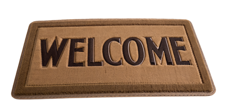 Welcome mat for home entrance with textural design in brown tones for inviting decor accent piece