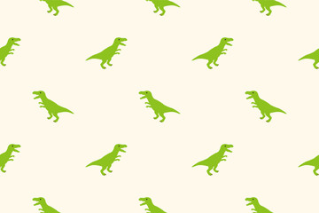 Fototapeta premium Cute cartoon green tyrannosaurus seamless pattern.