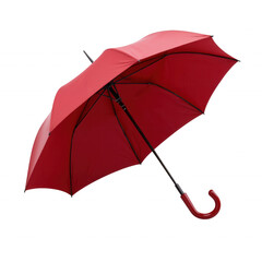 Red Umbrella Closed with Curved Handle Ready for Rainy Weather