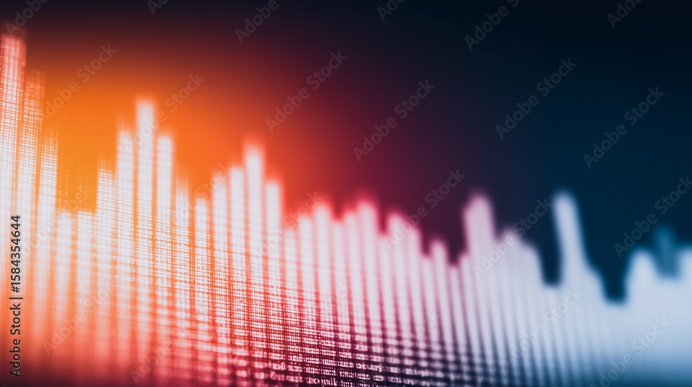 Poster digital sound spectrums: dynamic display of audio frequencies, capturing the essence of sound throug