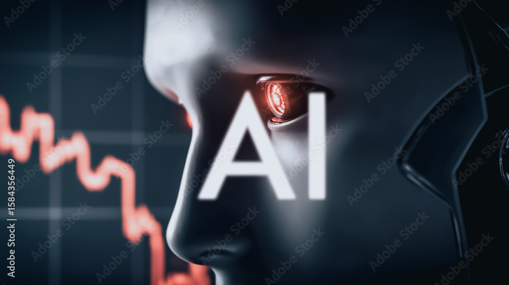 Aufkleber ai and data: the image showcases a futuristic concept of artificial intelligence, illustrated by the